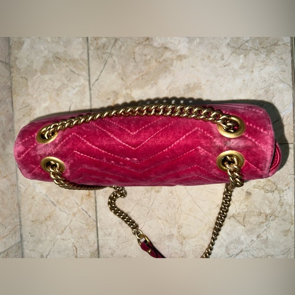 Gucci GG Marmont Velvet Small Bag β Fuchsia Pink | COA - Picture 7 of 11